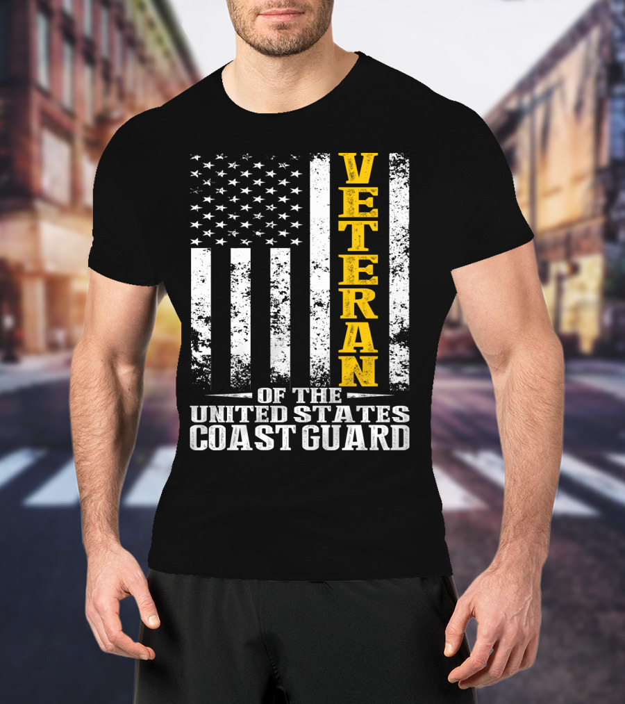 Veteran Of The United States Coast Guard USA Flag T-Shirt