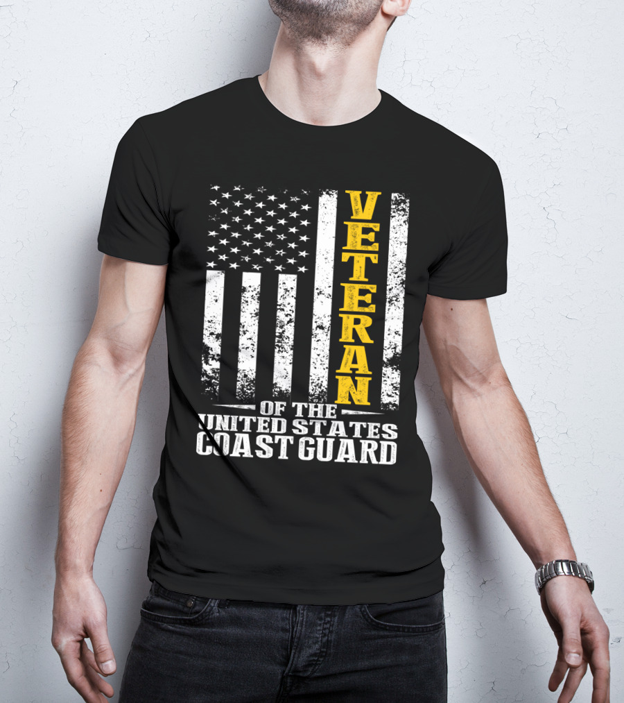 Veteran Of The United States Coast Guard USA Flag T-Shirt