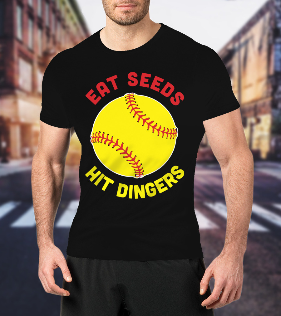 Eat Seeds Hit Dingers Softball Yellow T-Shirt