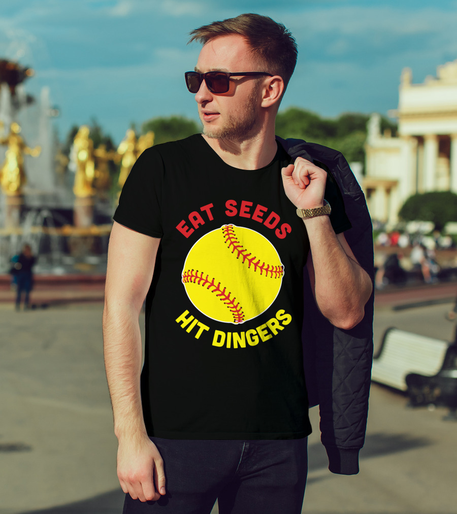 Eat Seeds Hit Dingers Softball Yellow T-Shirt