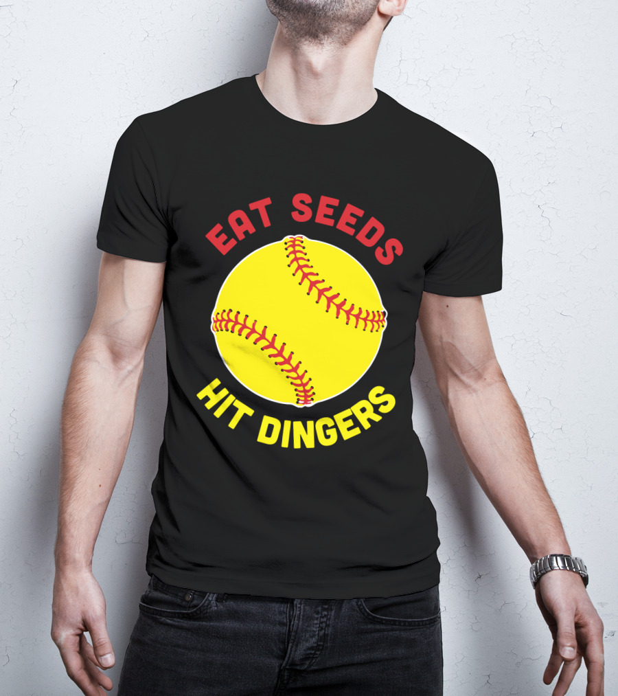 Eat Seeds Hit Dingers Softball Yellow T-Shirt