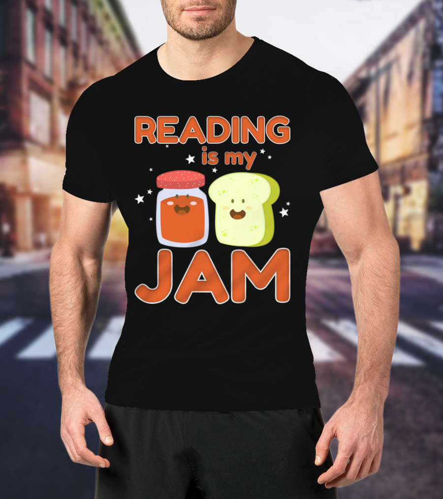 READING IS MY JAM Cute Kawaii Jam Jar And Bread With Stars T-Shirt
