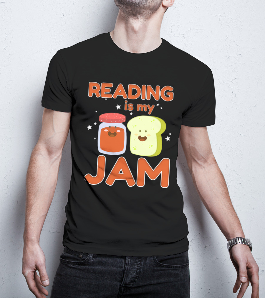 READING IS MY JAM Cute Kawaii Jam Jar And Bread With Stars T-Shirt