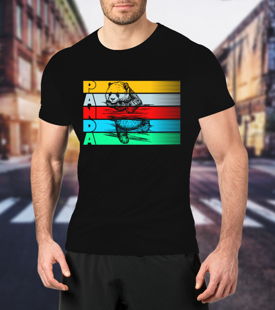 Panda PAPA Retro Striped T-Shirt
