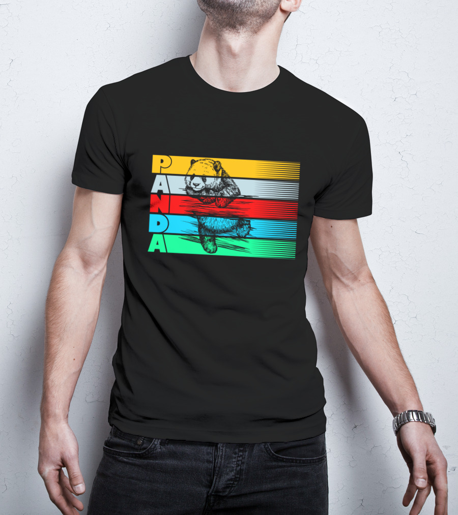 Panda PAPA Retro Striped T-Shirt