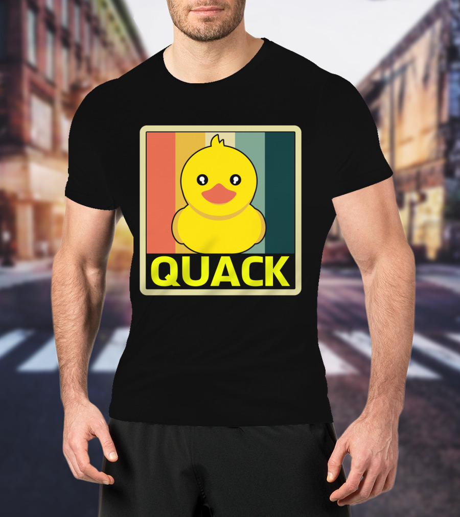 Vintage Rubber Duck Quack Retro Stripes T-Shirt