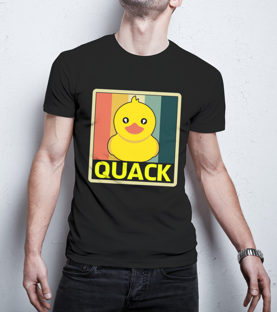Vintage Rubber Duck Quack Retro Stripes T-Shirt