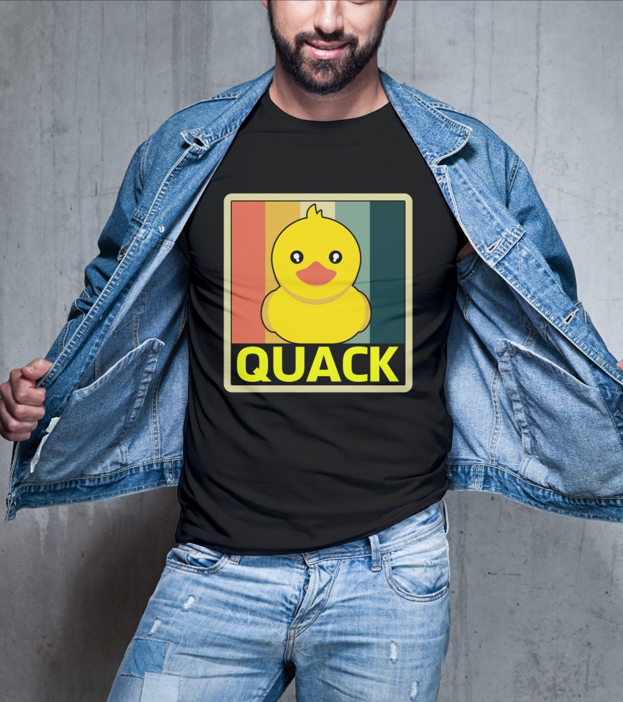 Vintage Rubber Duck Quack Retro Stripes T-Shirt