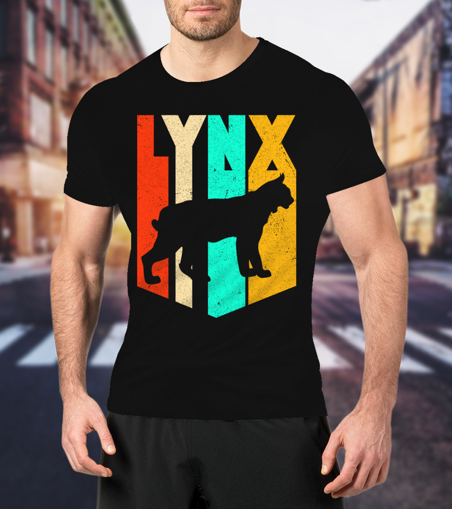 LYNX Retro Wildlife Silhouette Typography T-Shirt