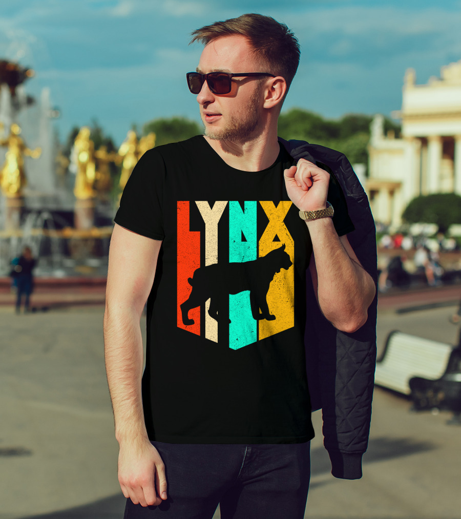 LYNX Retro Wildlife Silhouette Typography T-Shirt
