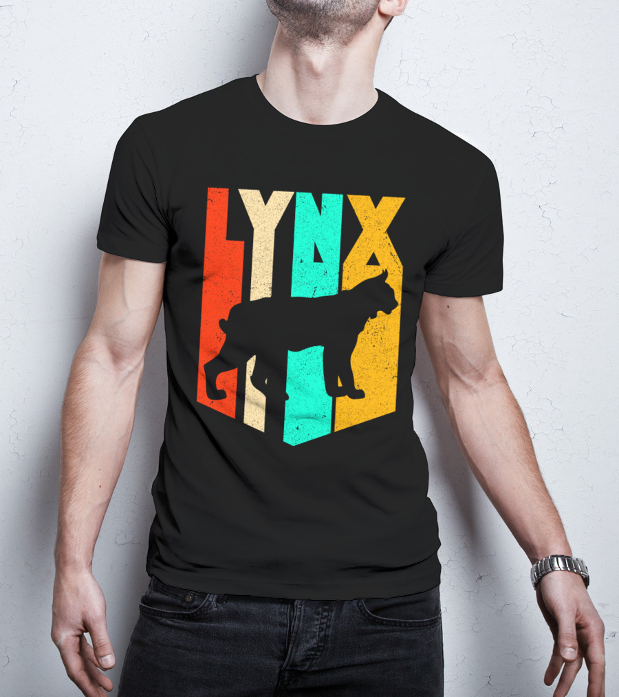LYNX Retro Wildlife Silhouette Typography T-Shirt