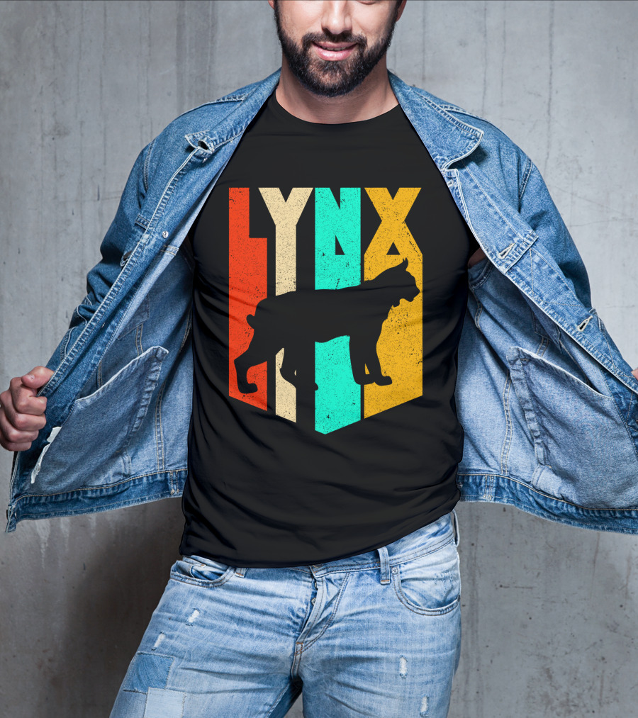 LYNX Retro Wildlife Silhouette Typography T-Shirt
