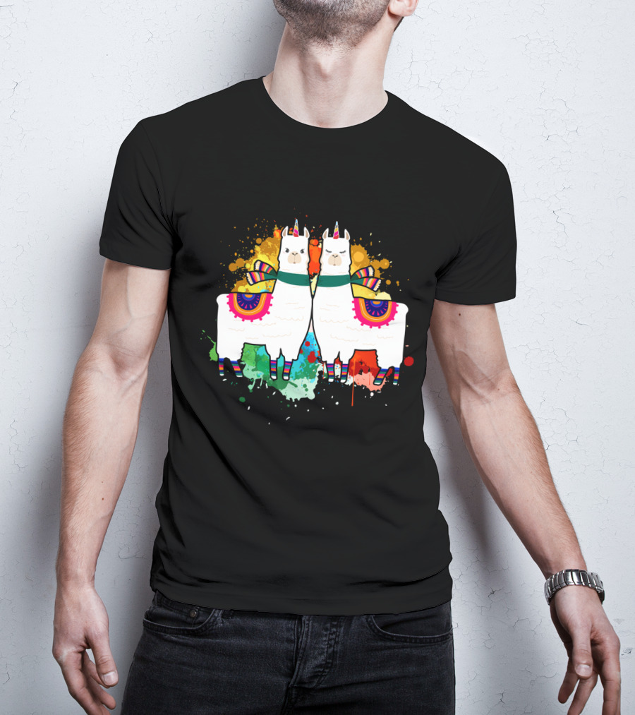 Alpaca Unicorn Unipaca Splash Art Duo T-Shirt