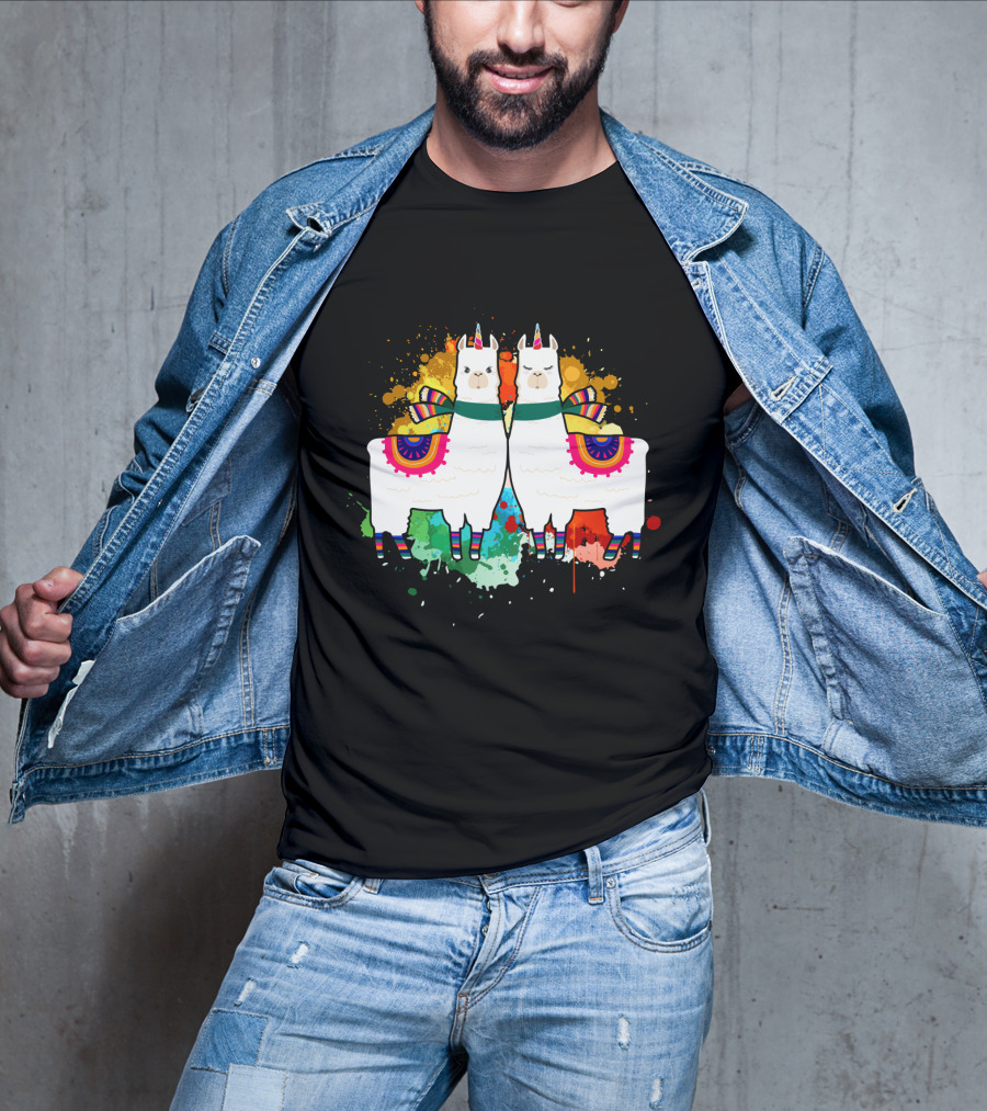 Alpaca Unicorn Unipaca Splash Art Duo T-Shirt
