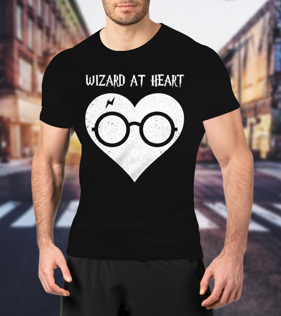 Wizard At Heart Harry Glasses Lightning Bolt Heart T-Shirt
