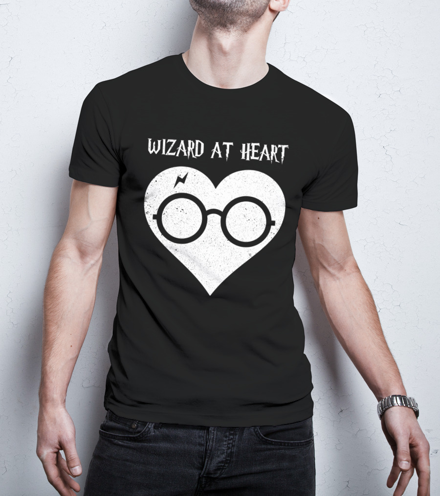 Wizard At Heart Harry Glasses Lightning Bolt Heart T-Shirt