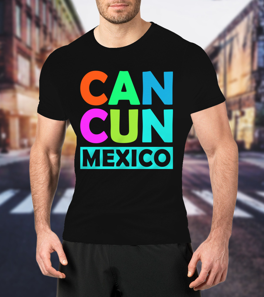 Cancun Mexico Vibrant Block Lettering T-Shirt