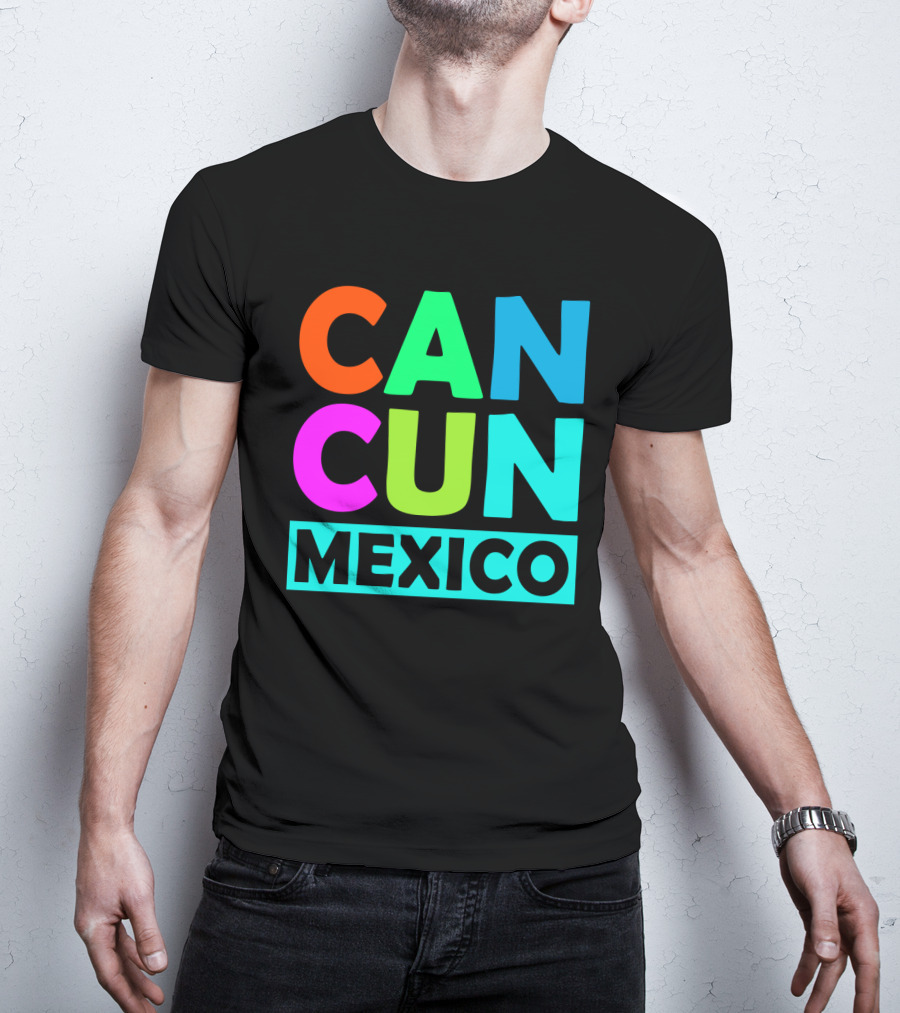 Cancun Mexico Vibrant Block Lettering T-Shirt