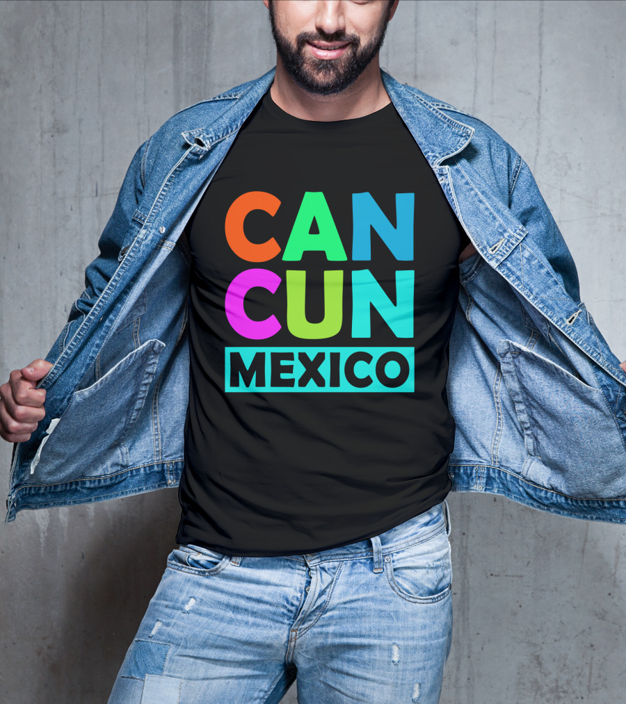 Cancun Mexico Vibrant Block Lettering T-Shirt