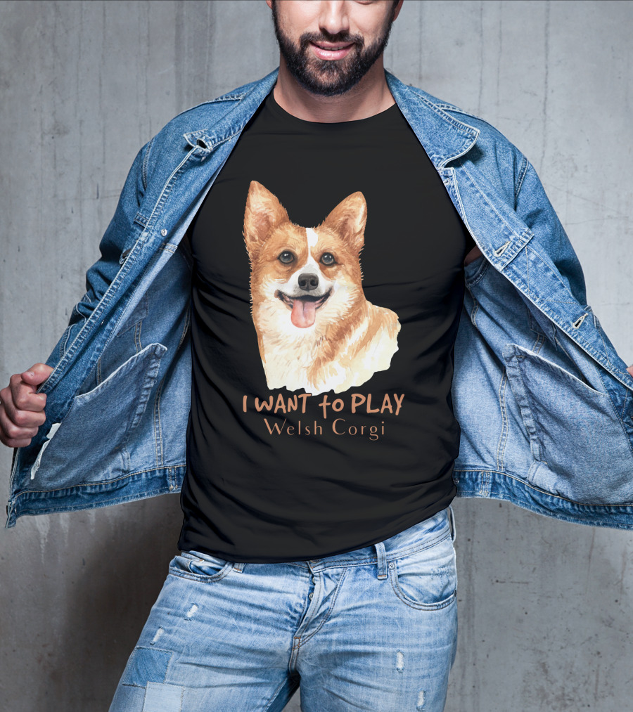 I Want To Play Welsh Corgi Dog Watercolor T-Shirt