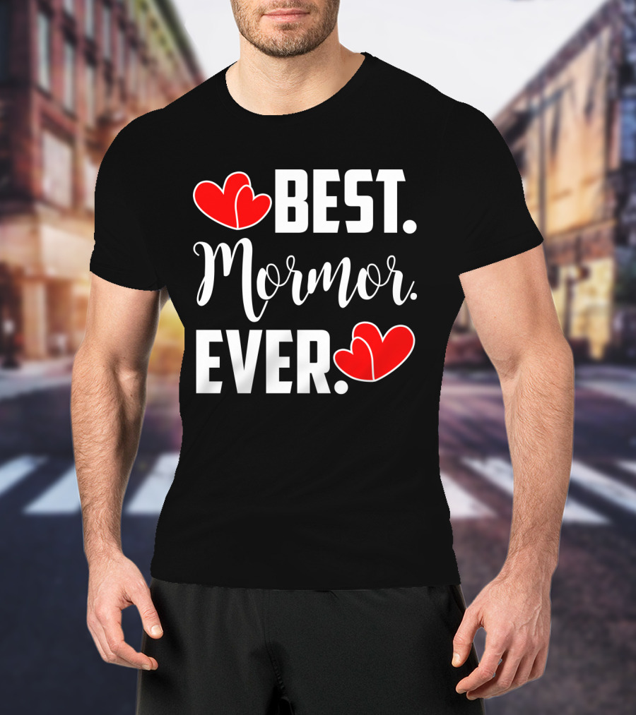 BEST MORMOR EVER Red Hearts T-Shirt