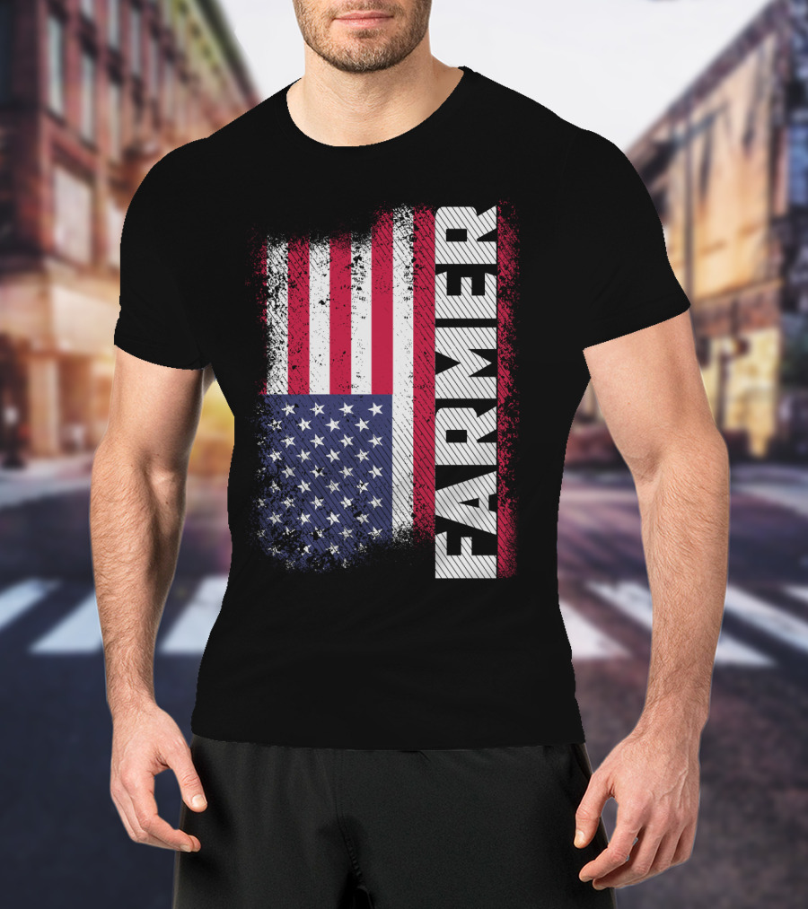 FARMER USA Flag American T-Shirt