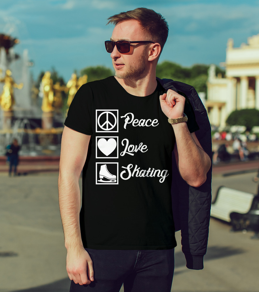 Peace Love Skating Peace Heart Ice Skates T-Shirt