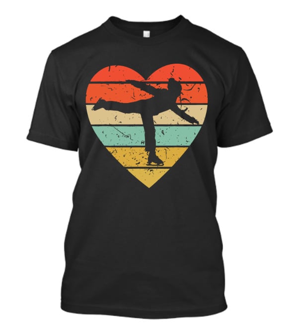 Vintage Heart Figure Skater Ice Skating Sport T-Shirt