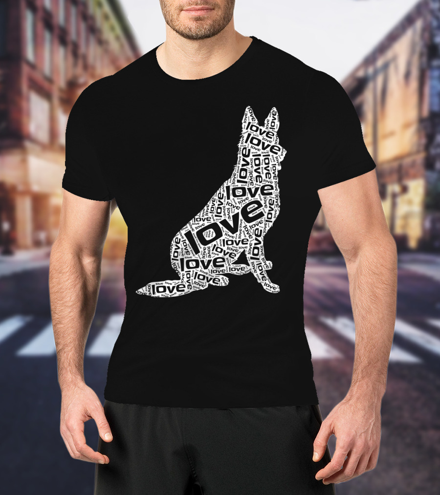 German Shepherd Love Word Art Dog T-Shirt