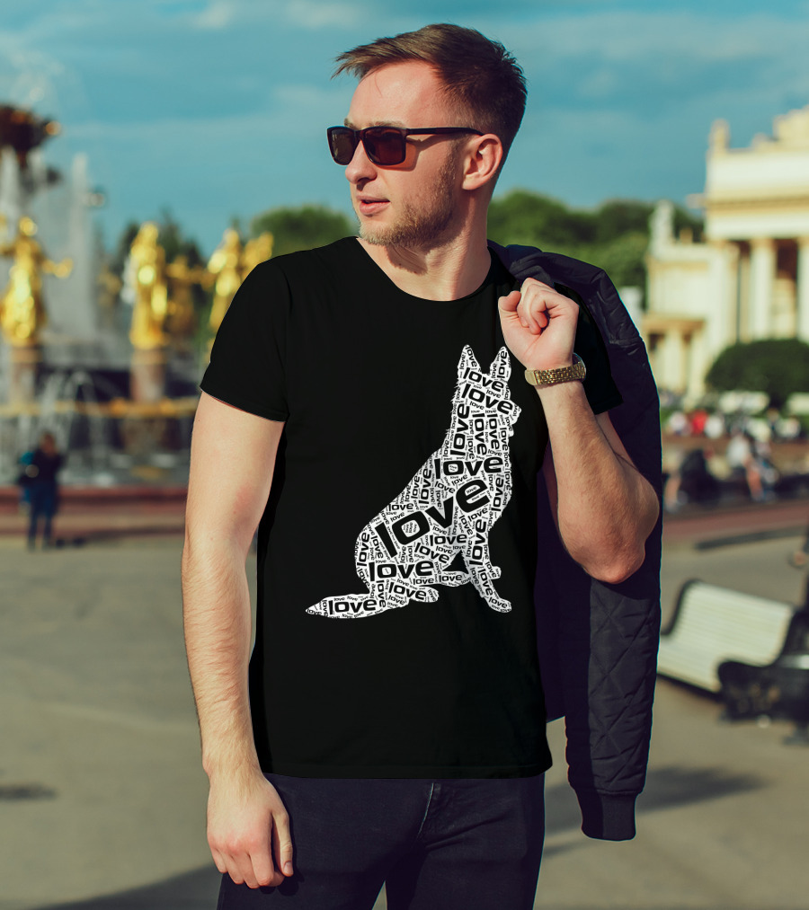 German Shepherd Love Word Art Dog T-Shirt
