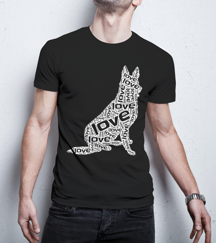 German Shepherd Love Word Art Dog T-Shirt