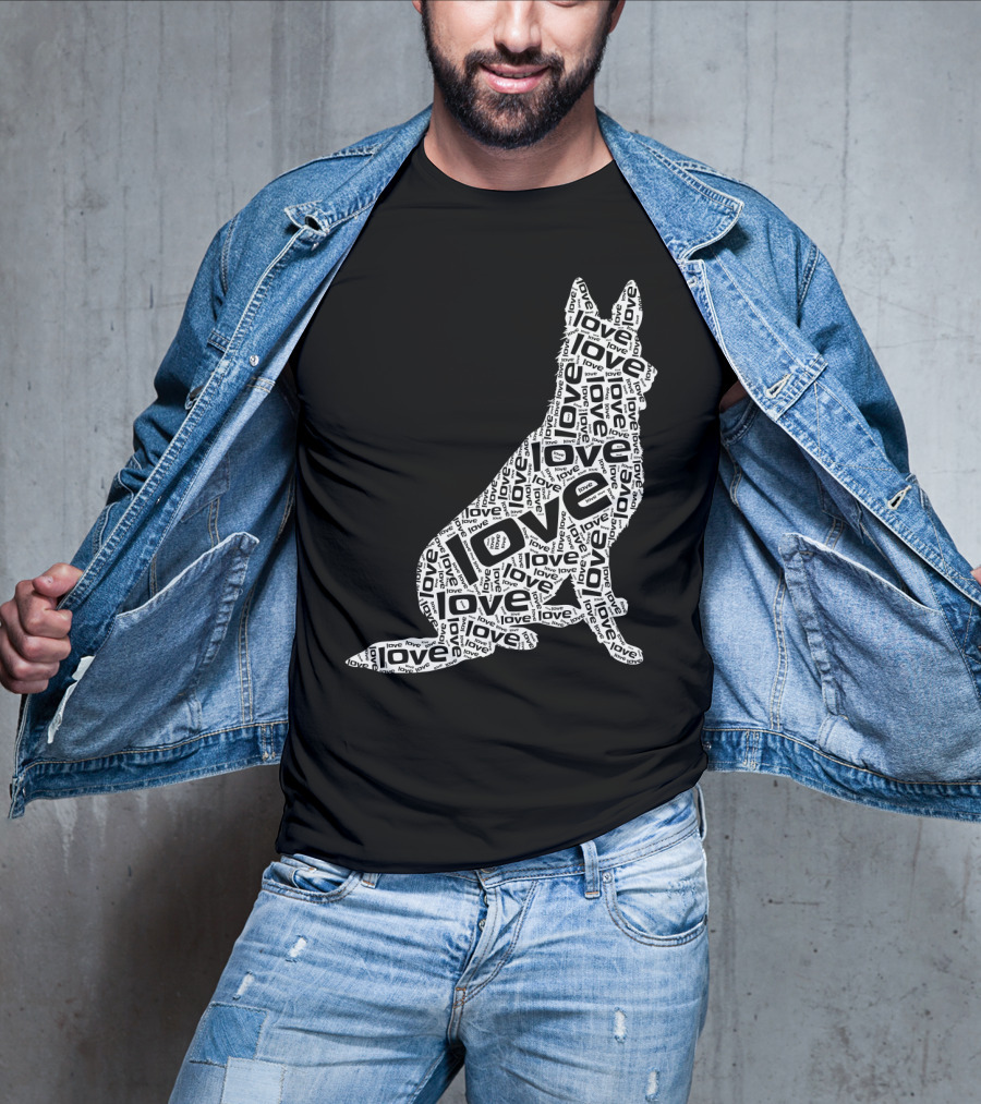 German Shepherd Love Word Art Dog T-Shirt