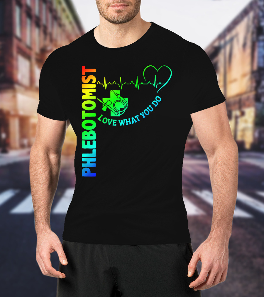 Phlebotomist Love What You Do Heartbeat Iconic Medical T-Shirt