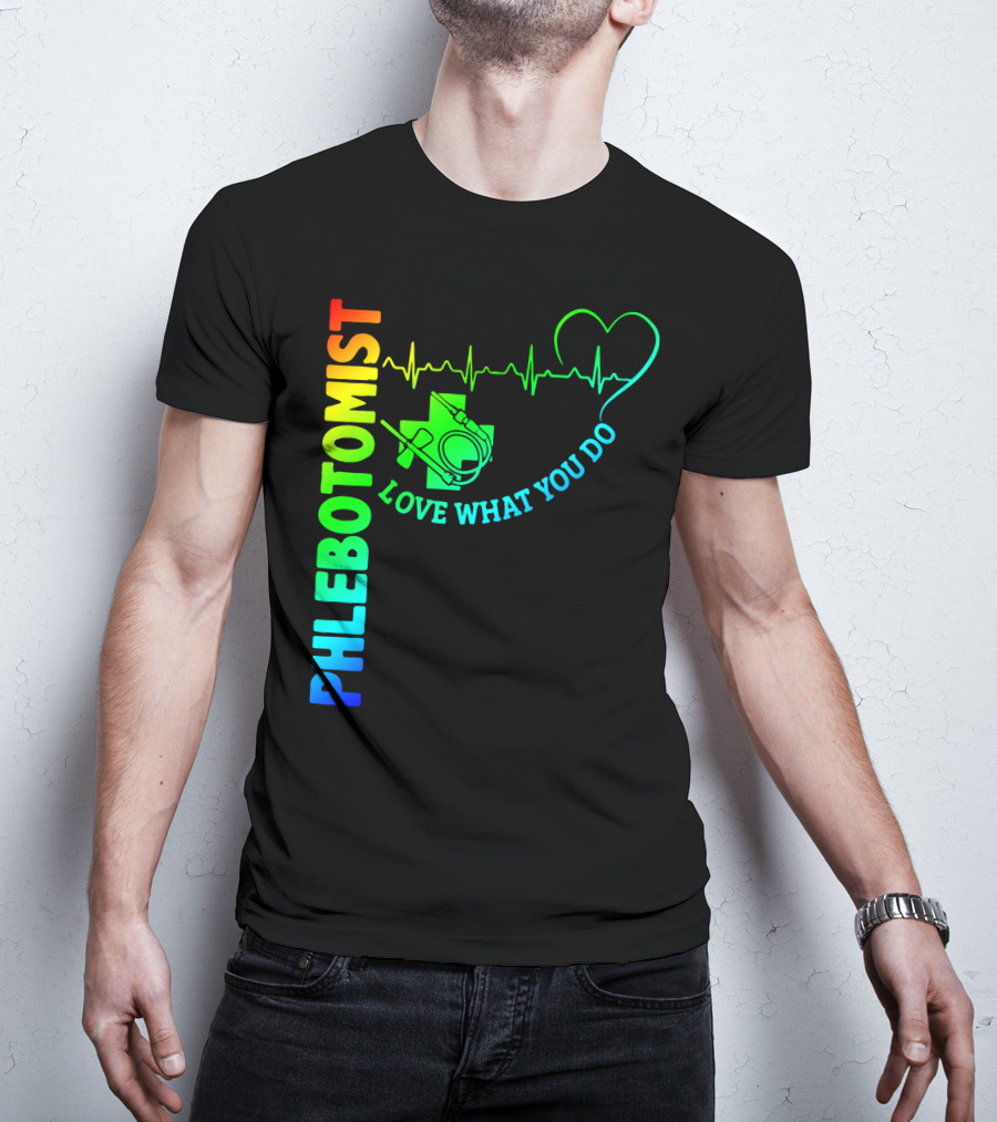 Phlebotomist Love What You Do Heartbeat Iconic Medical T-Shirt