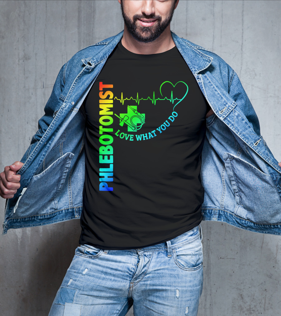 Phlebotomist Love What You Do Heartbeat Iconic Medical T-Shirt