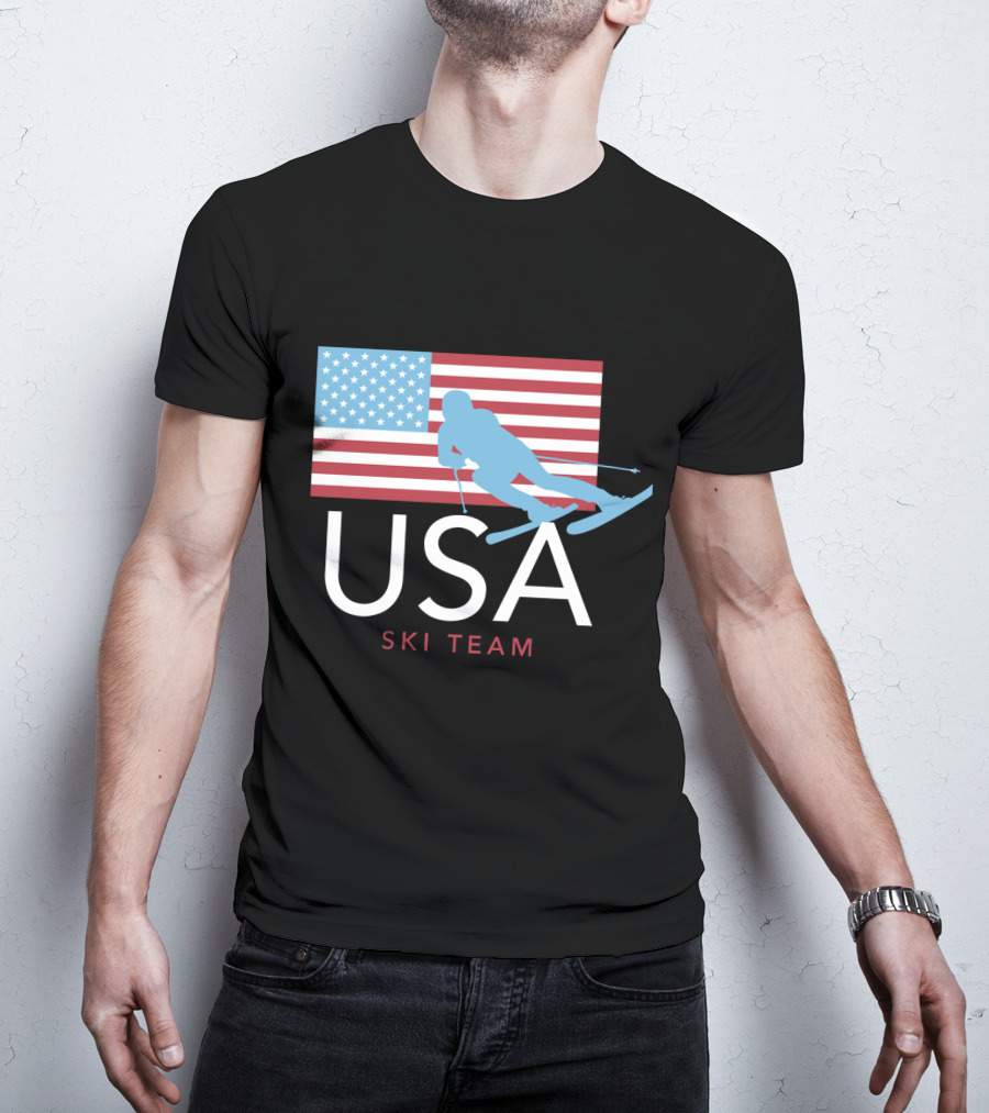 USA Ski Team American Flag Winter Sports Games Skier T-Shirt