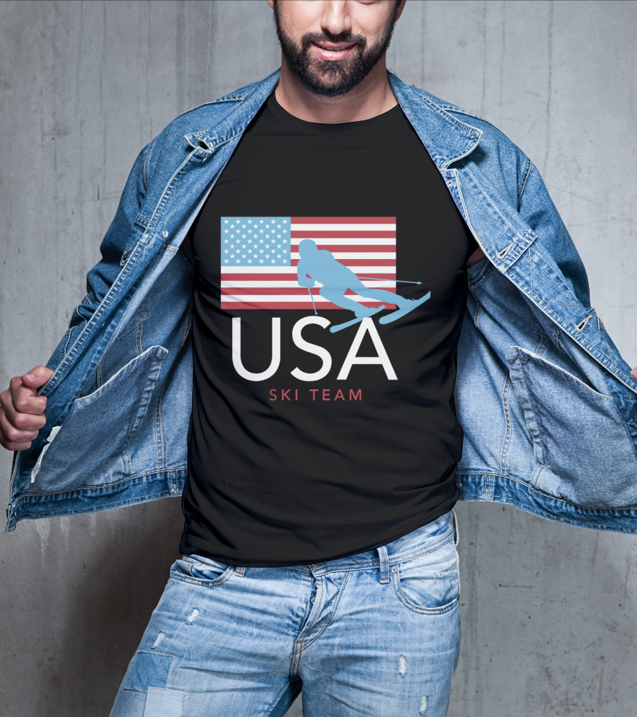 USA Ski Team American Flag Winter Sports Games Skier T-Shirt