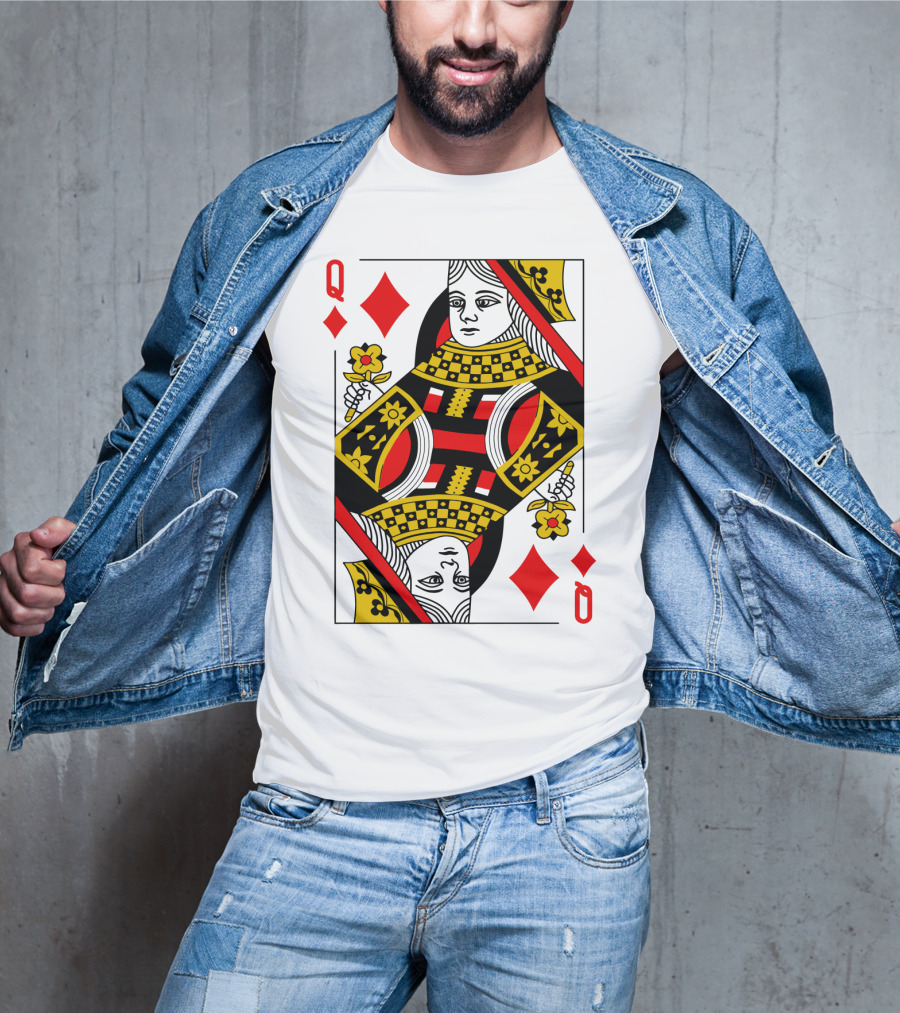 Queen Of Diamonds Poker Card Halloween Group Costume T-Shirt