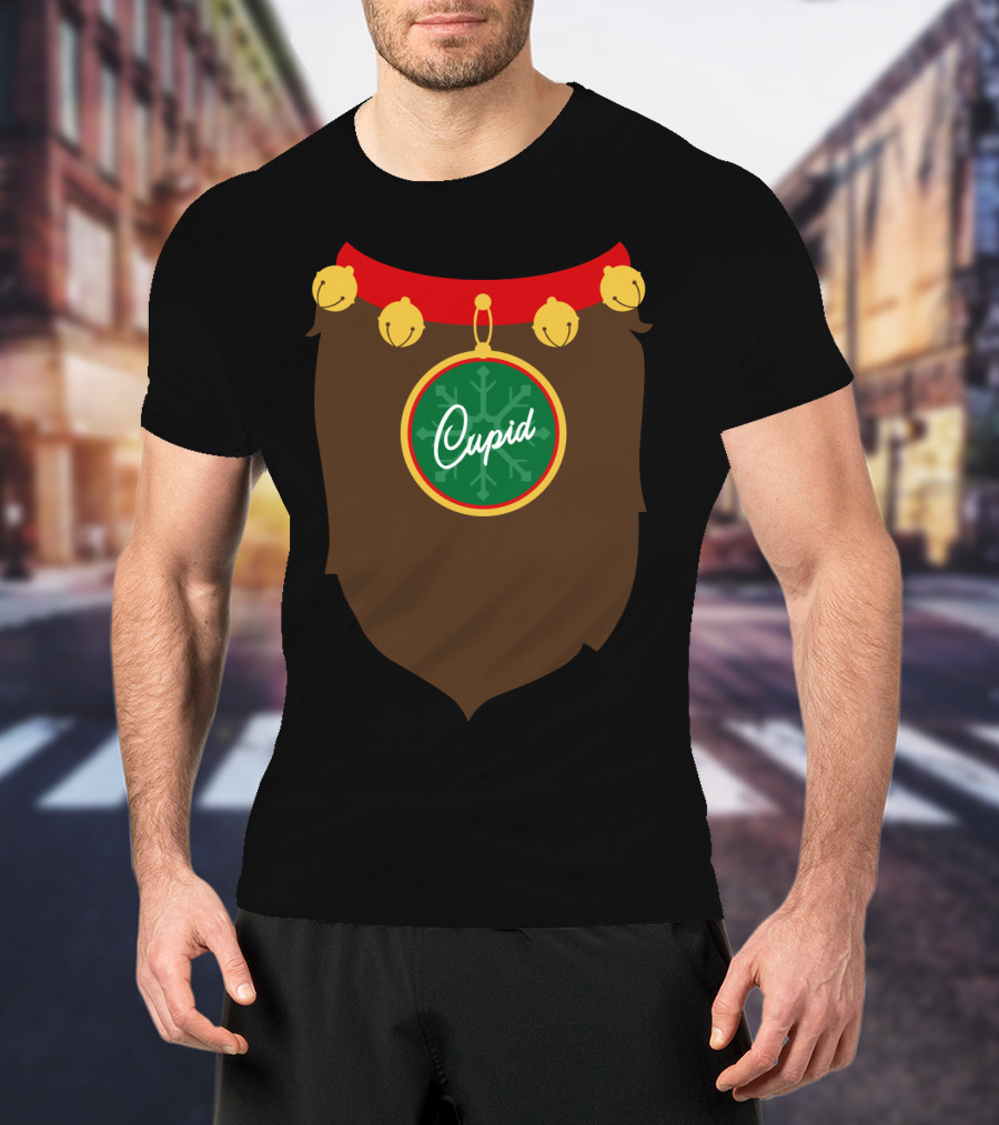 Reindeer Costume Christmas Cupid Santa Bells And Antlers T-Shirt