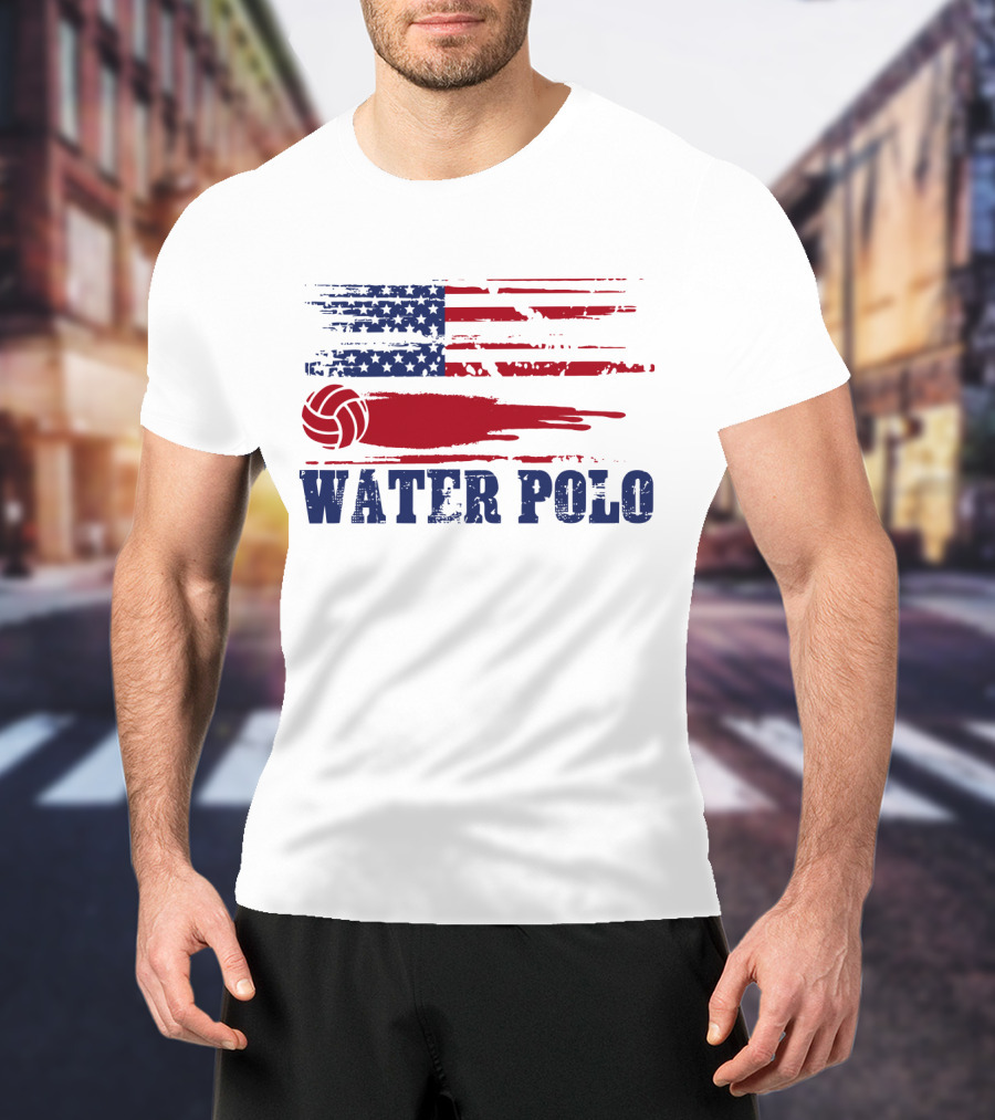 USA Water Polo American Flag Team Spirit Aquatic Sport T-Shirt
