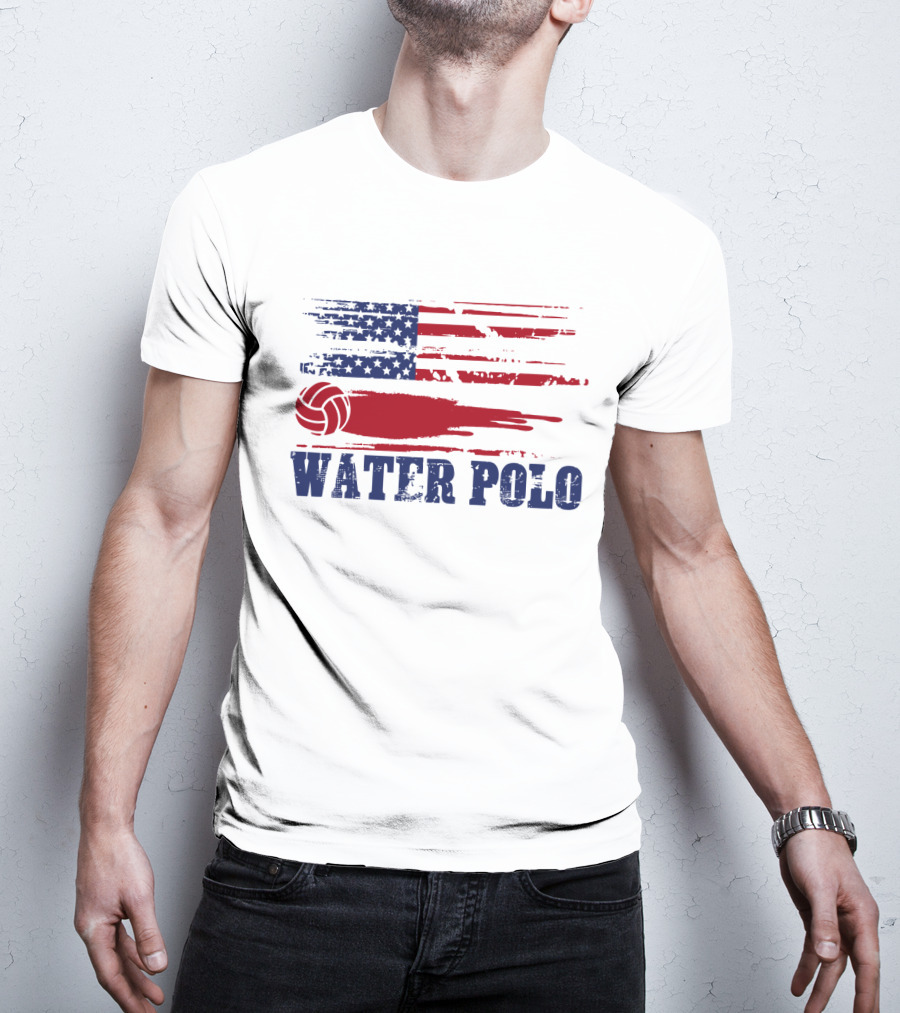 USA Water Polo American Flag Team Spirit Aquatic Sport T-Shirt
