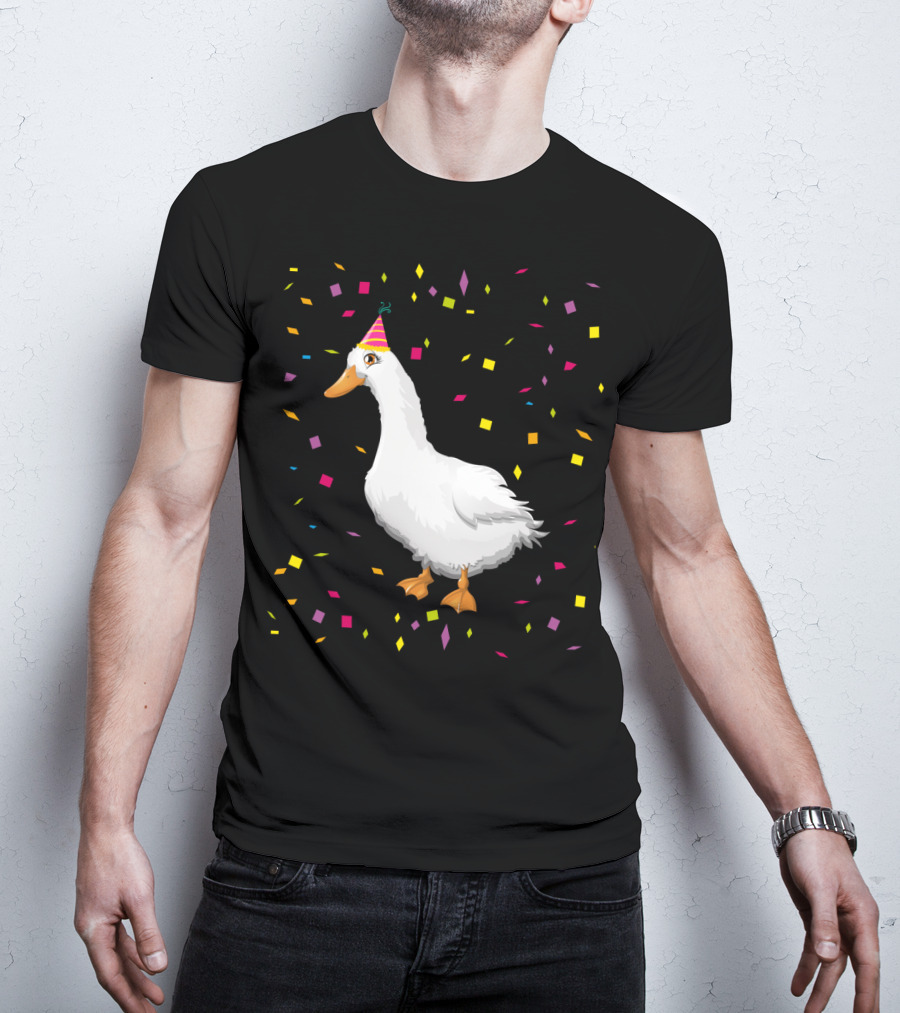 Funny Duck Birthday Party Hat Confetti T-Shirt
