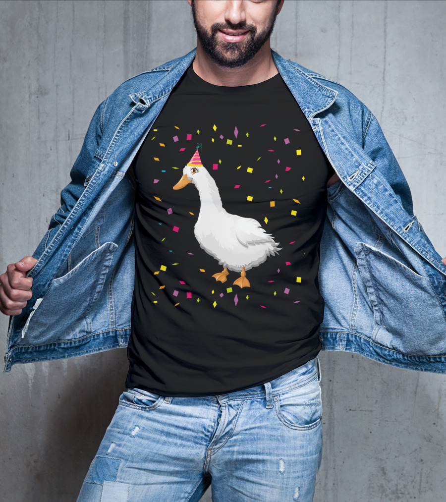 Funny Duck Birthday Party Hat Confetti T-Shirt