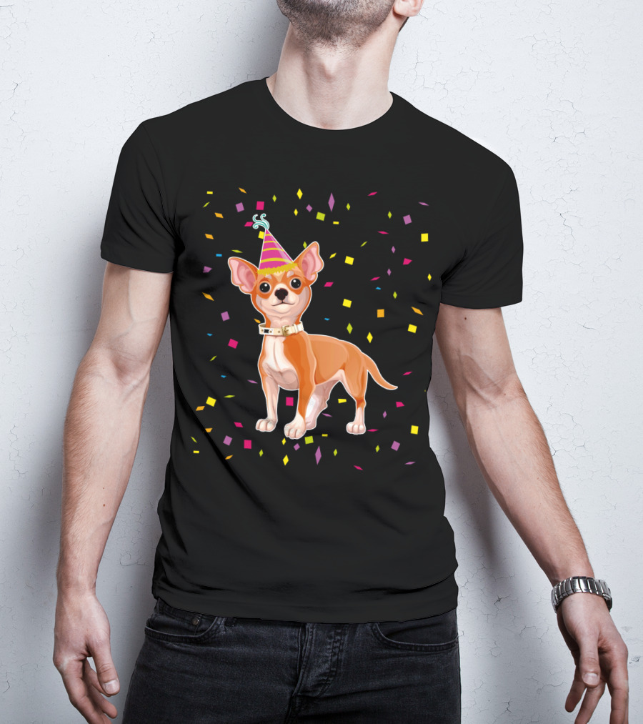 Birthday Chihuahua Party Hat Confetti T-Shirt