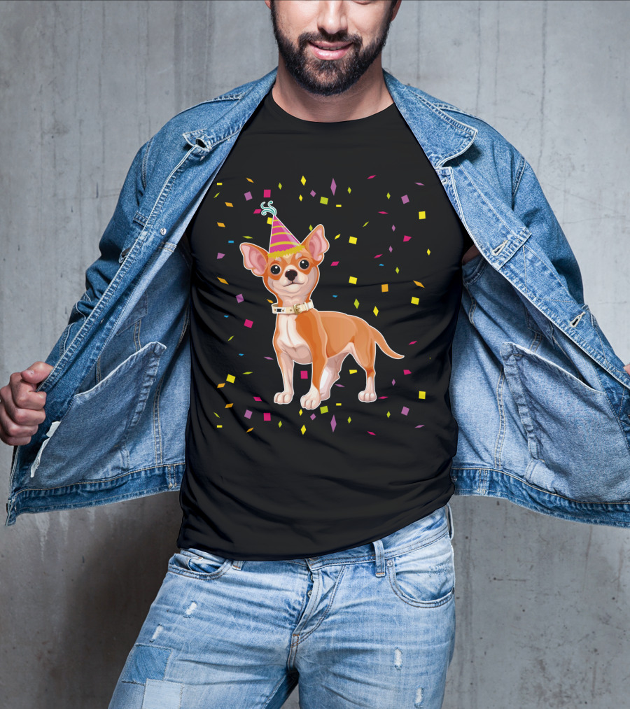 Birthday Chihuahua Party Hat Confetti T-Shirt
