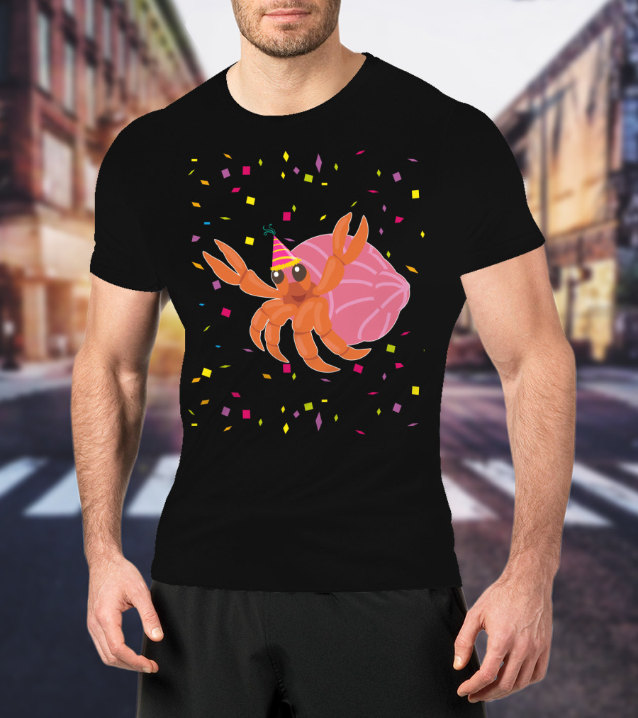 Funny Hermit Crab Birthday Party Hat Confetti T-Shirt