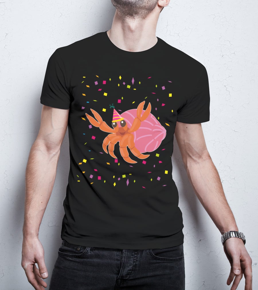 Funny Hermit Crab Birthday Party Hat Confetti T-Shirt