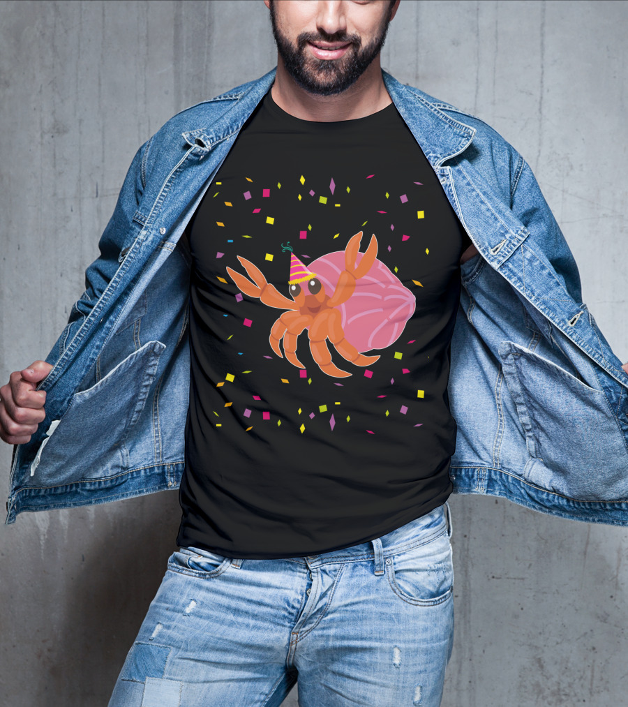 Funny Hermit Crab Birthday Party Hat Confetti T-Shirt
