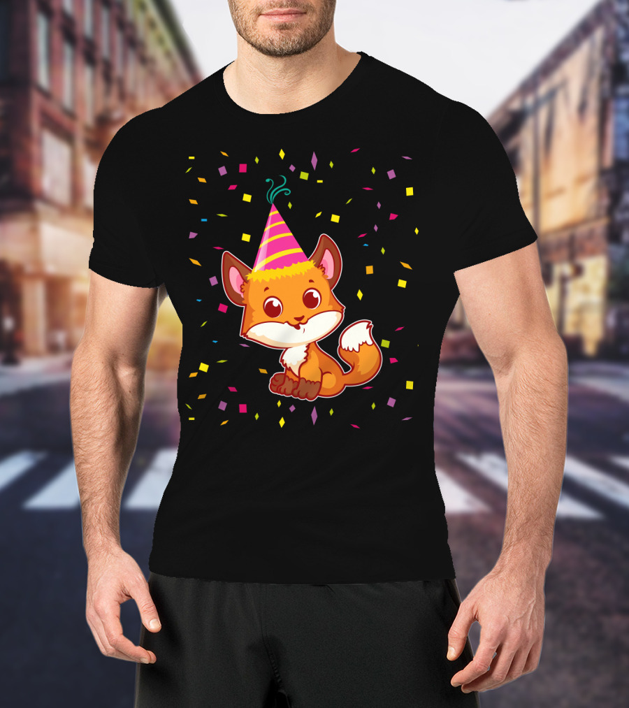Funny Fox Birthday Confetti T-Shirt