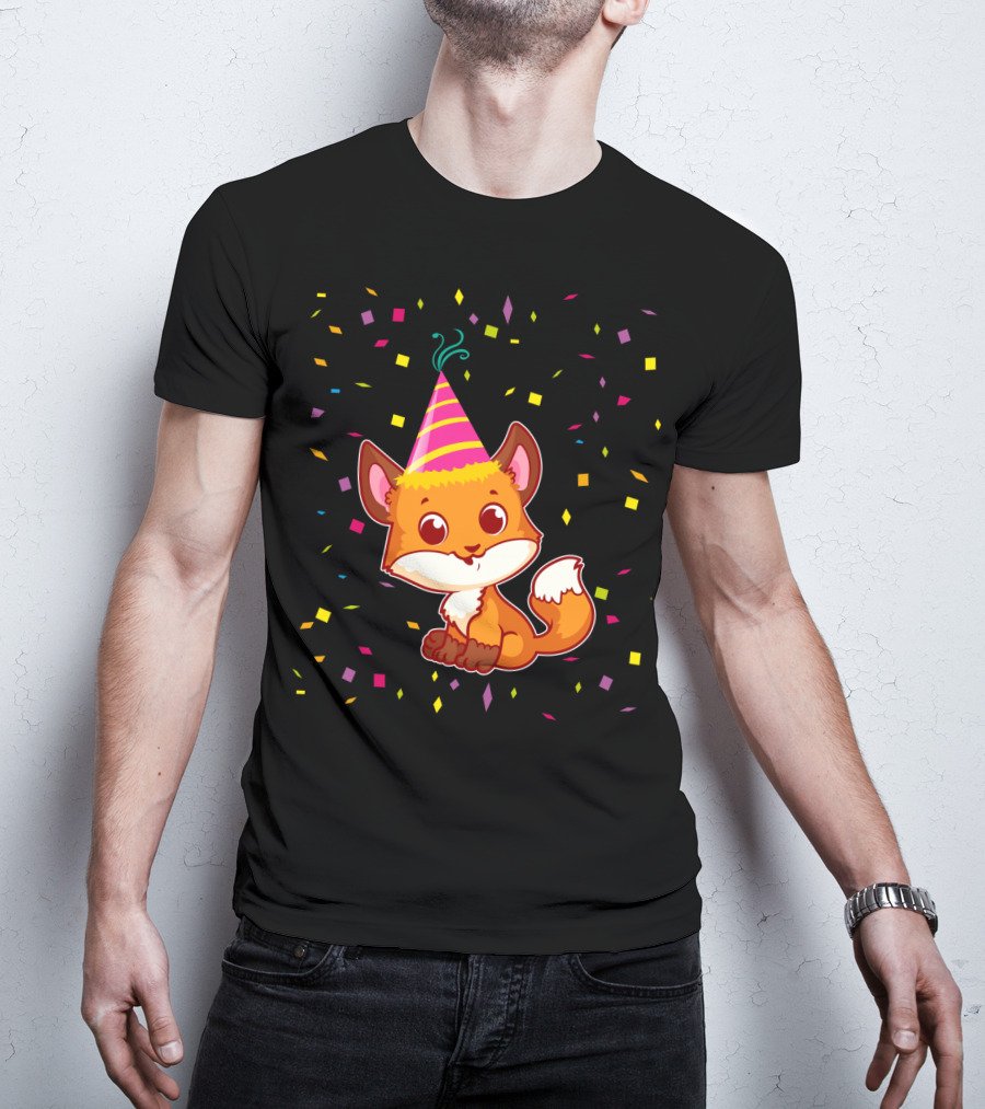 Funny Fox Birthday Confetti T-Shirt